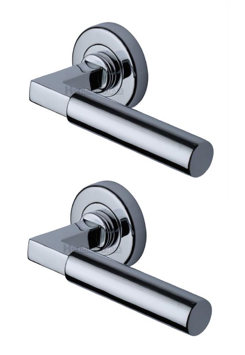 Heritage Brass V2259-PC Door Handle Lever on Rose Bauhaus Design Polished Chrome Finish
