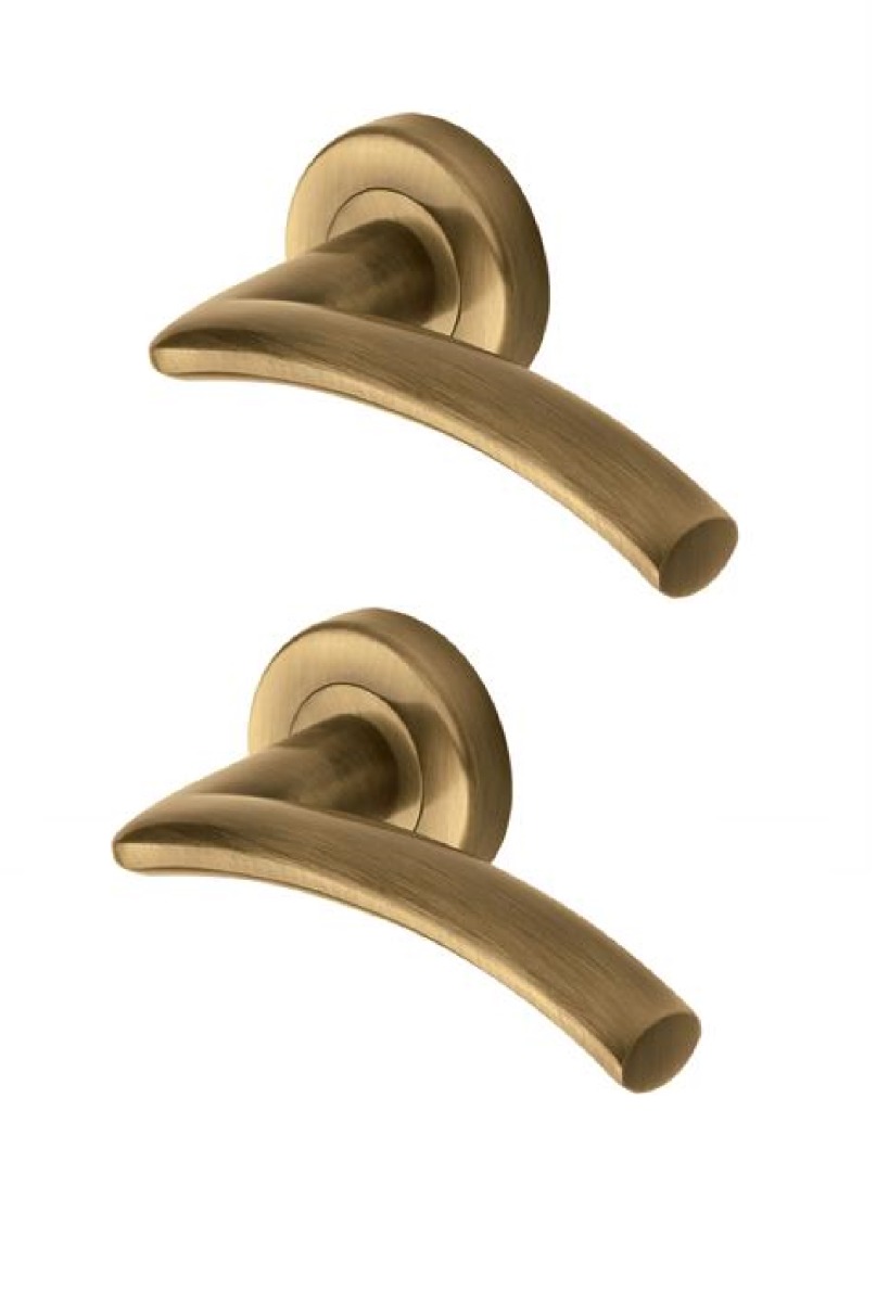 Heritage Brass V3490-AT Door Handle Lever Latch on Round Rose Centaur Design Antique finish