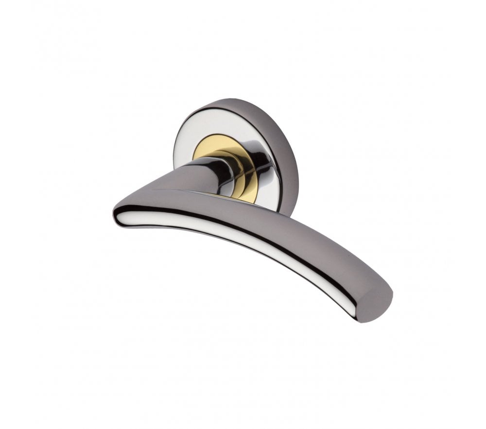 Heritage Brass V3490-CB Door Handle Lever Latch on Round Rose Centaur Design Chrome & Brass finish