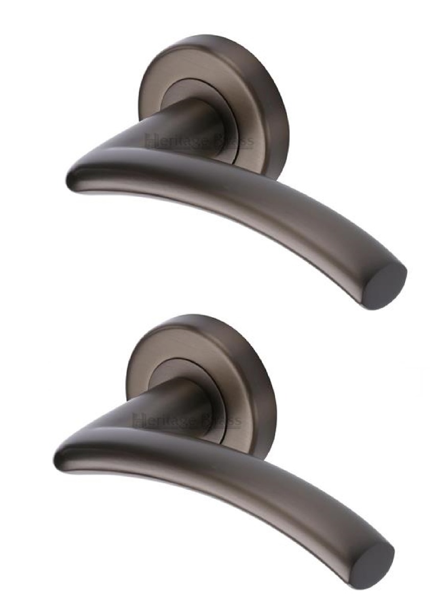 Heritage Brass V3490-MB Door Handle Lever Latch on Round Rose Centaur Design Matt Bronze finish