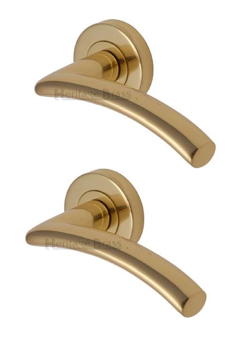 Heritage Brass V3490-PB Door Handle Lever Latch on Round Rose Centaur Design Polished Brass finish