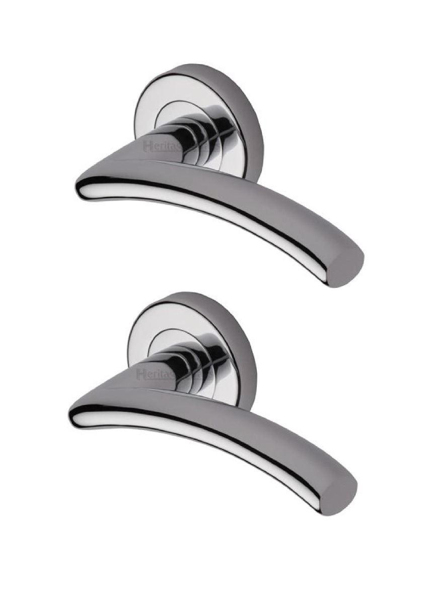 Heritage Brass V3490-PC Door Handle Lever Latch on Round Rose Centaur Design Polished Chrome finish
