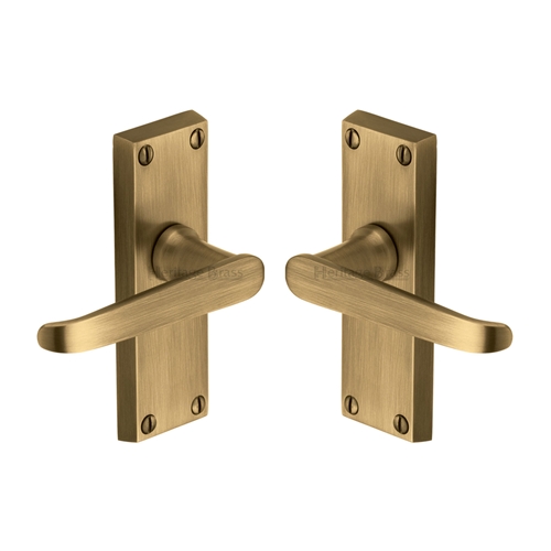 Heritage Brass V3910-AT Door Handle Lever Latch Victoria Short Design Antique finish