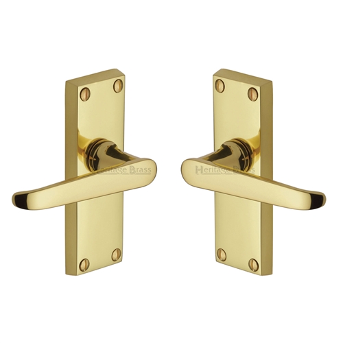 Heritage Brass V3910-PB Door Handle Lever Latch Victoria Short Design Polished Brass finish