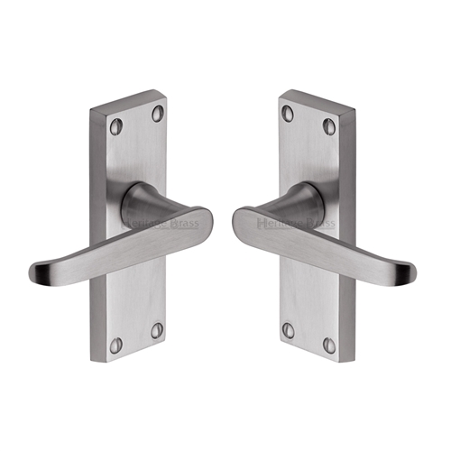 Heritage Brass V3910-SC Door Handle Lever Latch Victoria Short Design Satin Chrome finish