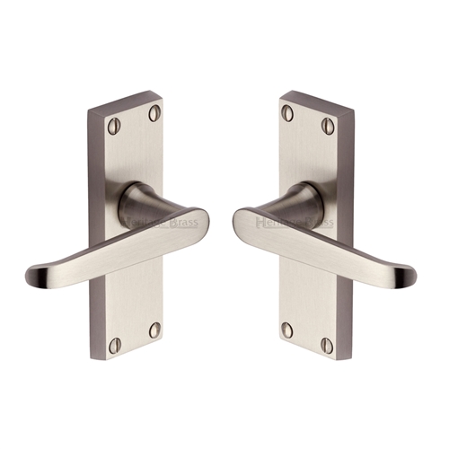 Heritage Brass V3910-SN Door Handle Lever Latch Victoria Short Design Satin Nickel finish
