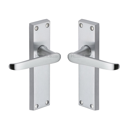 Heritage Brass V3913-SC Door Handle Lever Latch Victoria Design Satin Chrome finish