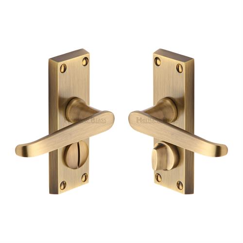 Heritage Brass V3935-AT Door Handle for Privacy Set Victoria Short Design Antique finish