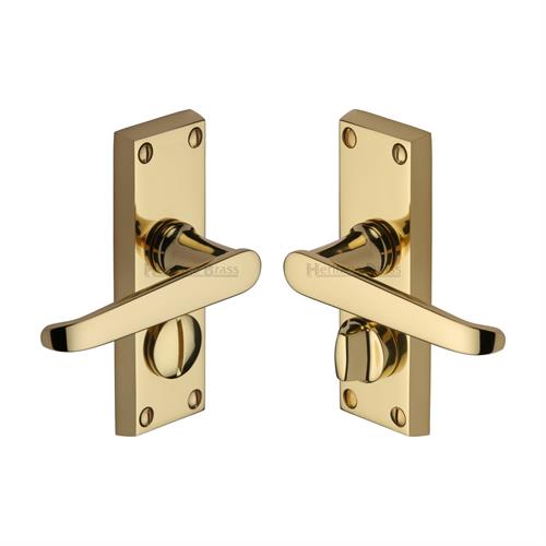 Heritage Brass V3935-PB Door Handle for Privacy Set Victoria Short Design Polished Brass finish