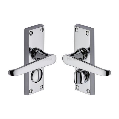 Heritage Brass V3935-PC Door Handle for Privacy Set Victoria Short Design Polished Chrome finish