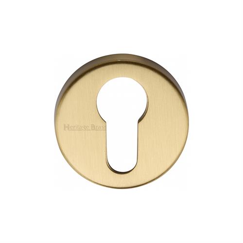 Heritage Brass V4008-SB Euro Profile Cylinder Escutcheon Satin Brass Finish