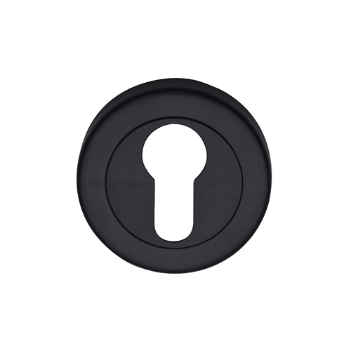Heritage Brass Euro Profile Cylinder Escutcheon Matt Black   V4020-BKMT