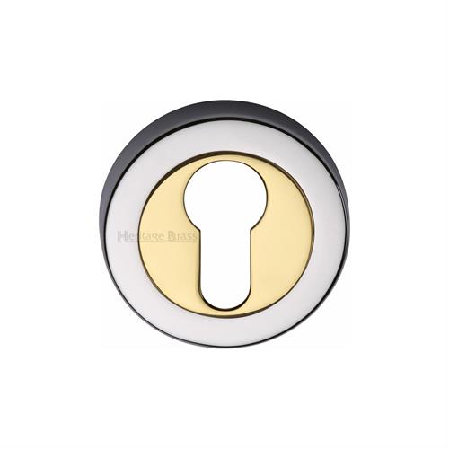 Heritage Brass V4020-CB Euro Profile Cylinder Escutcheon Chrome & Brass finish