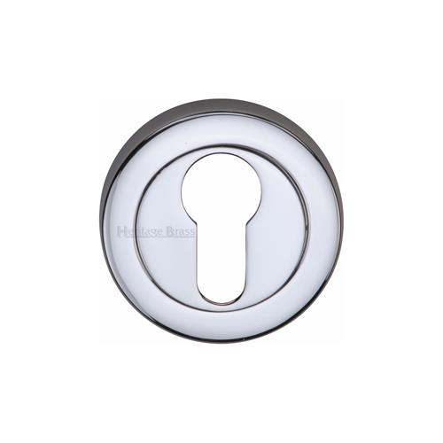 Heritage Brass V4020-PC Euro Profile Cylinder Escutcheon Polished Chrome finish