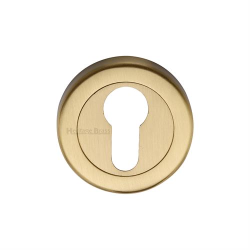 Heritage Brass V4020-SB Euro Profile Cylinder Escutcheon Satin Brass finish