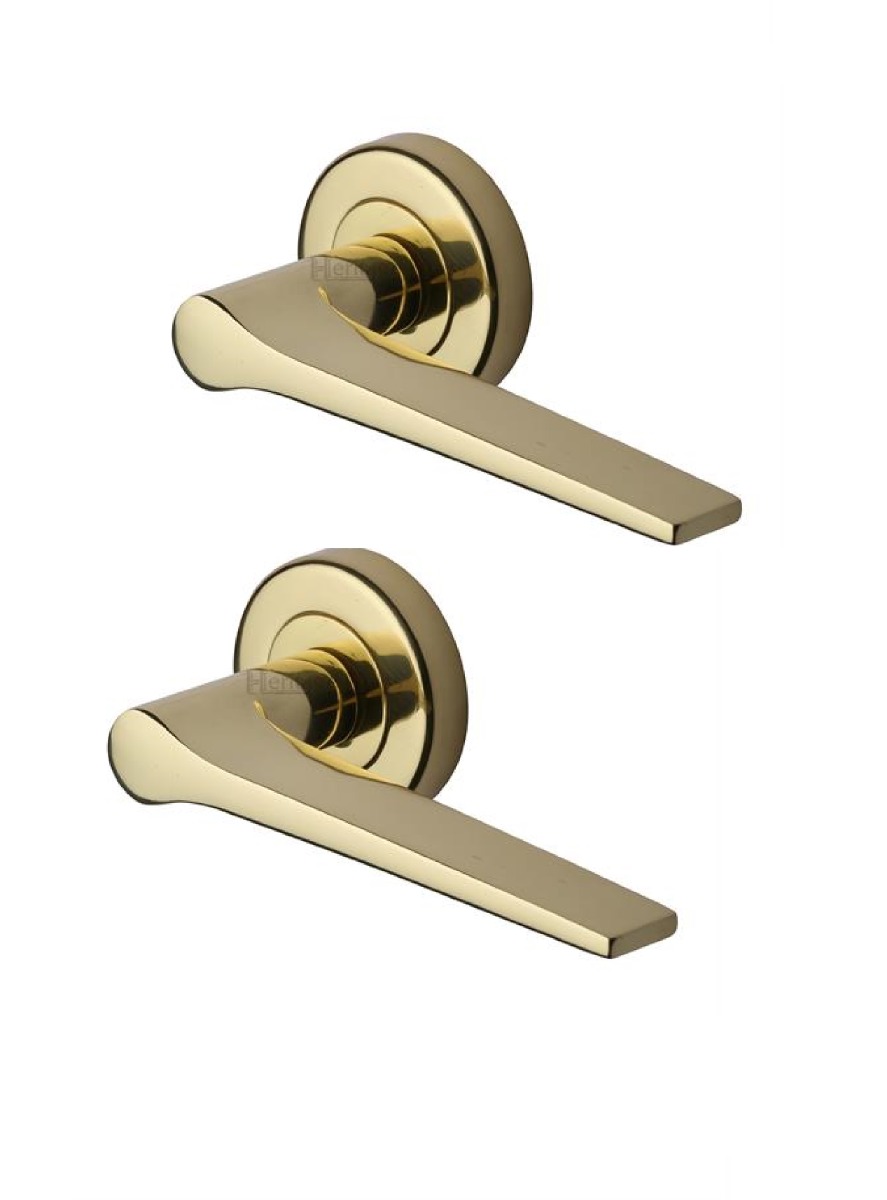 Heritage Brass V4189-PB Door Handle Lever on Rose Gio Design Polished Brass Finish