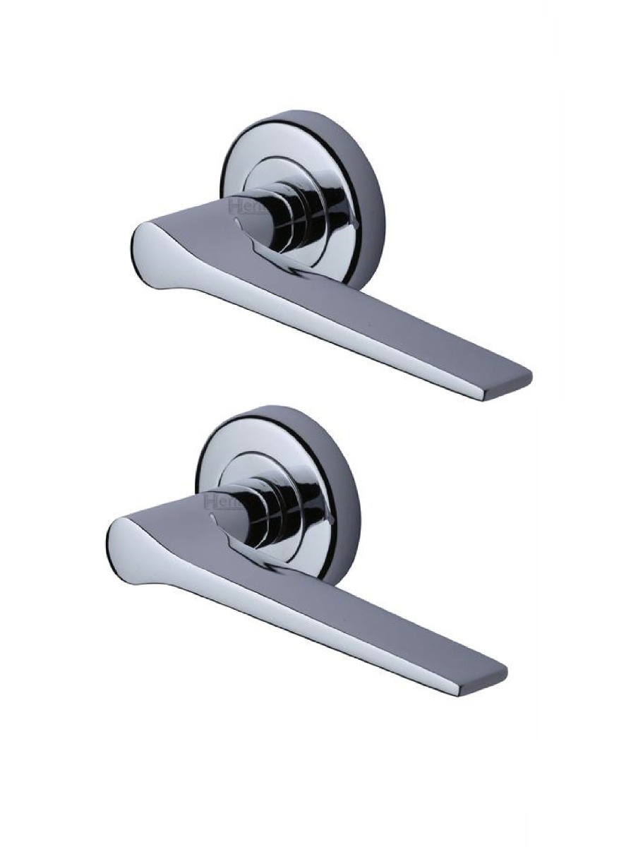 Heritage Brass V4189-PC Door Handle Lever on Rose Gio Design Polished Chrome Finish