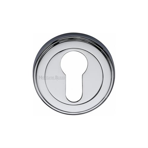 Heritage Brass V5020-PC Euro Profile Cylinder Escutcheon Polished Chrome finish