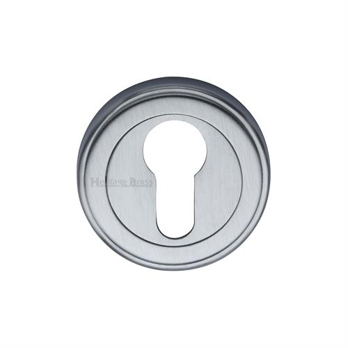 Heritage Brass V5020-SC Euro Profile Cylinder Escutcheon Satin Chrome finish