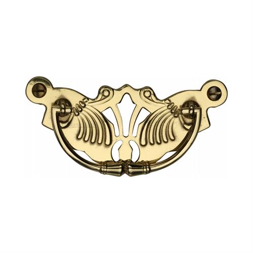 Heritage Brass V5021-PB Cabinet Pull Ornate Plate Design Polished Brass Finish