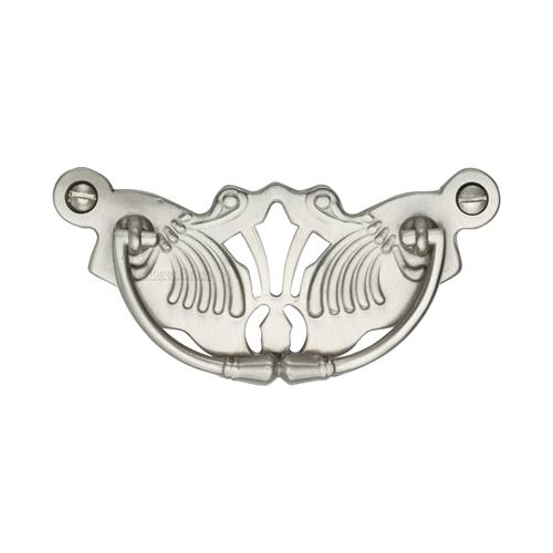 Heritage Brass V5021-SN Cabinet Pull Ornate Plate Design Satin Nickel Finish