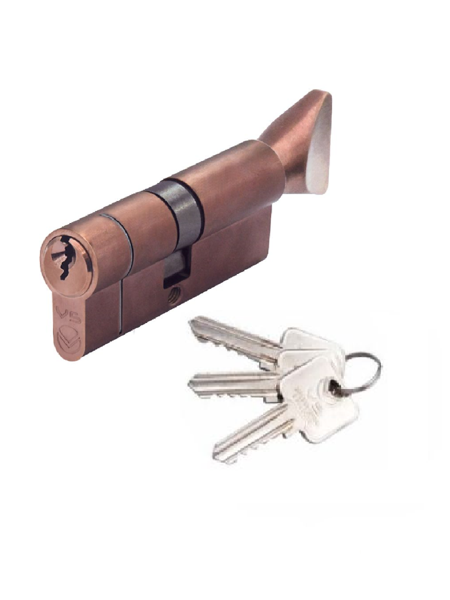 Zoo Hardware Vier V5 35/45mm Euro Cylinder and Turn Master Keyed Bronze V5EP3545CTBRMK