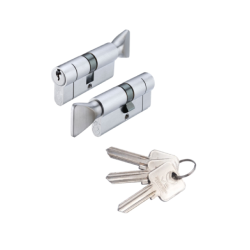 Vier V5EP4050CTSCE V5 40/50mm Euro Cylinder and Turn Keyed to Differ Satin Chrome
