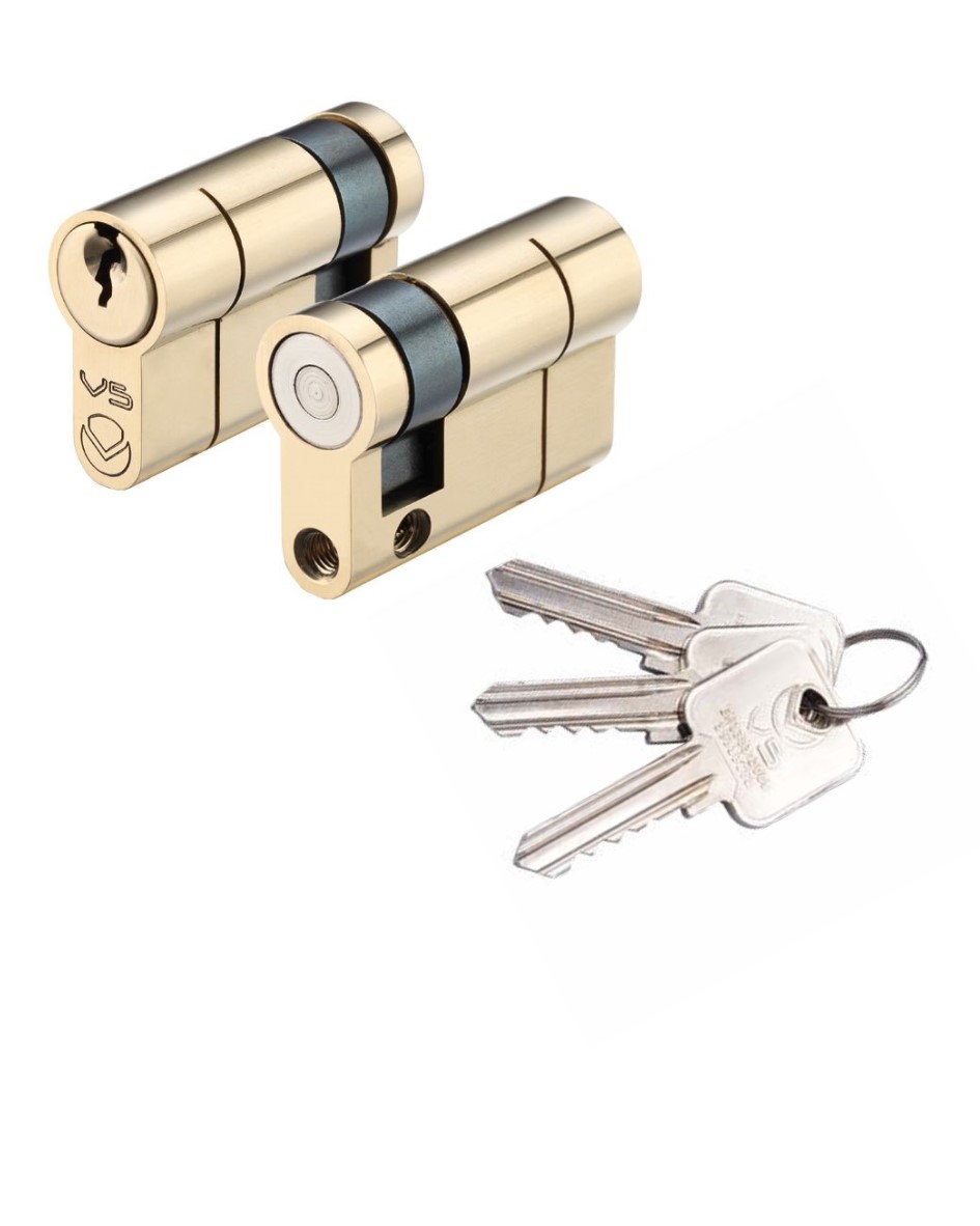 Vier V5EP50SPBE V5 50mm Euro Single Cylinder Cylinder Keyed to Differ Polished Brass