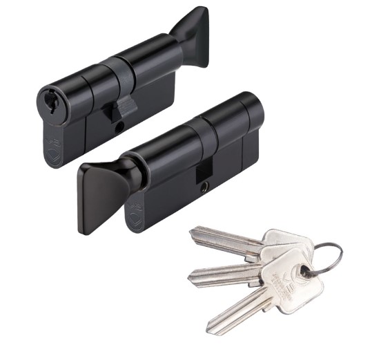 Zoo Hardware Vier V5 100mm Euro Cylinder and Turn Master Keyed Black V5EP100CTBKMK