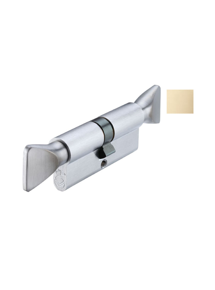 Vier V5EP60TTPB V5 60mm Euro Double Turn Cylinder Polished Brass