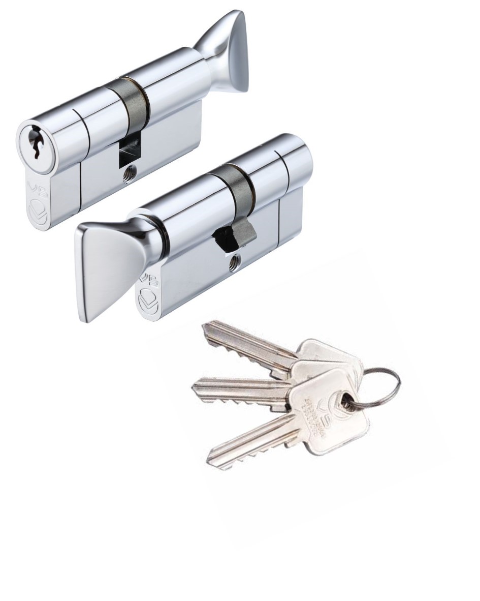 Vier V5EP70CTPCE V5 70mm Cylinder and Turn Keyed to Differ Polished Chrome
