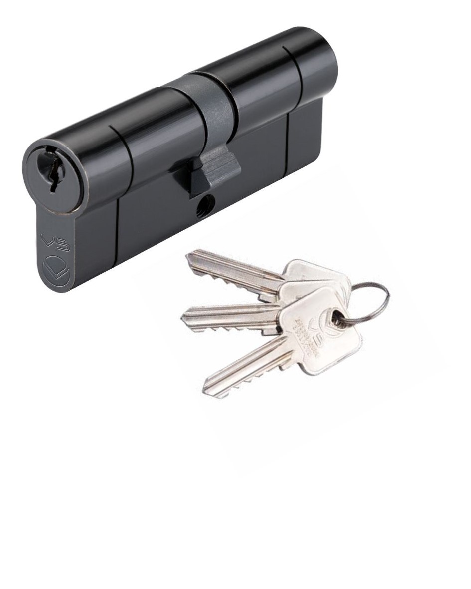 Zoo Hardware Vier 100mm Euro Double Keyed to Differ Black V5EP100DBKE