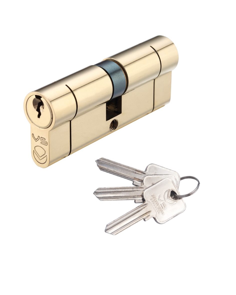 Vier V5EP70DPBMK V5 70mm Euro Double Cylinder Master Keyed Polished Brass