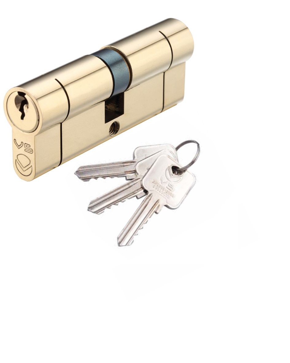 Vier V5EP70DPBE V5 70mm Euro Double Cylinder Cylinder Keyed to Differ Polished Brass