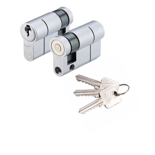 Vier V5 80mm Euro Single Cylinder Master Keyed V5EP80SSCMK Satin Chrome