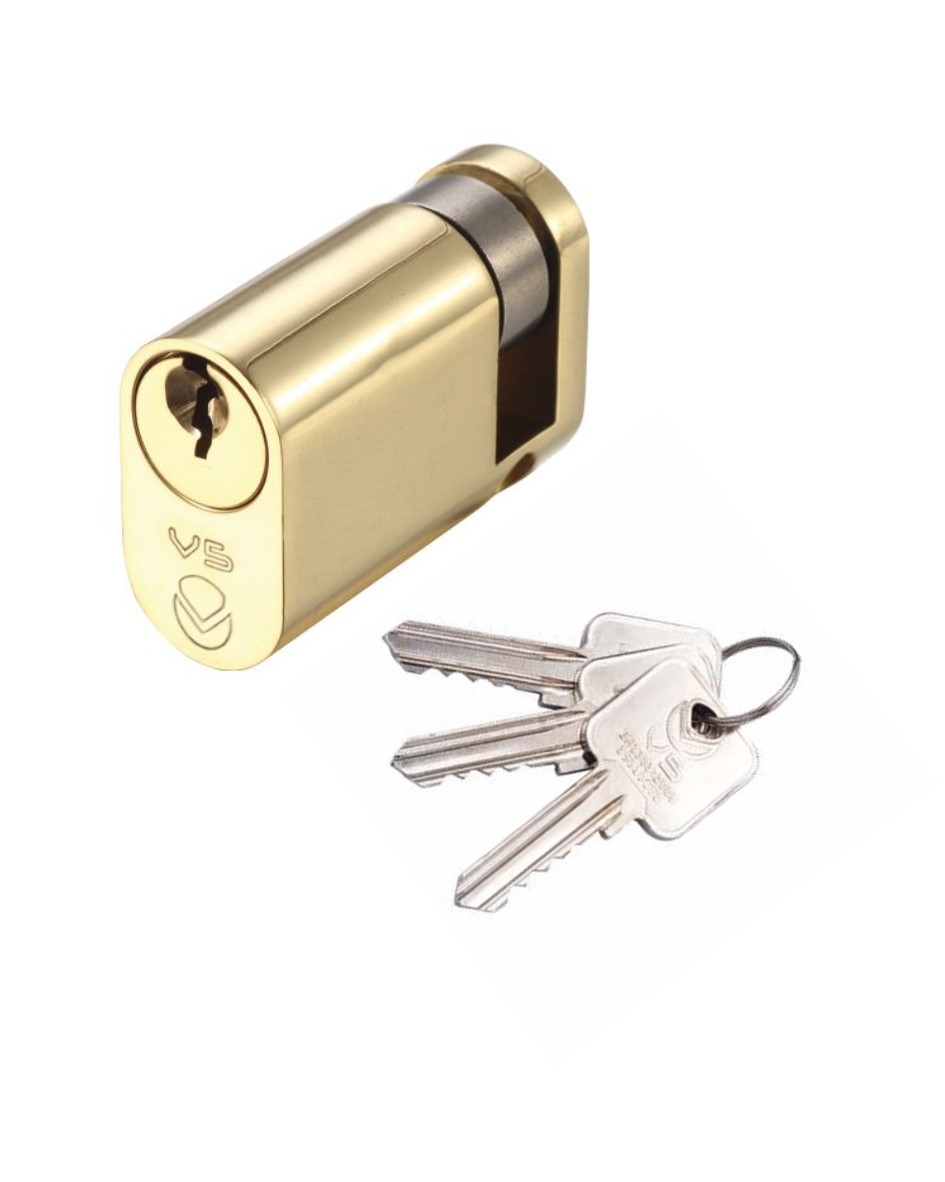 Vier V5OP40SPBE V5 40mm oval Single Cylinder Keyed to Differ Polished Brass