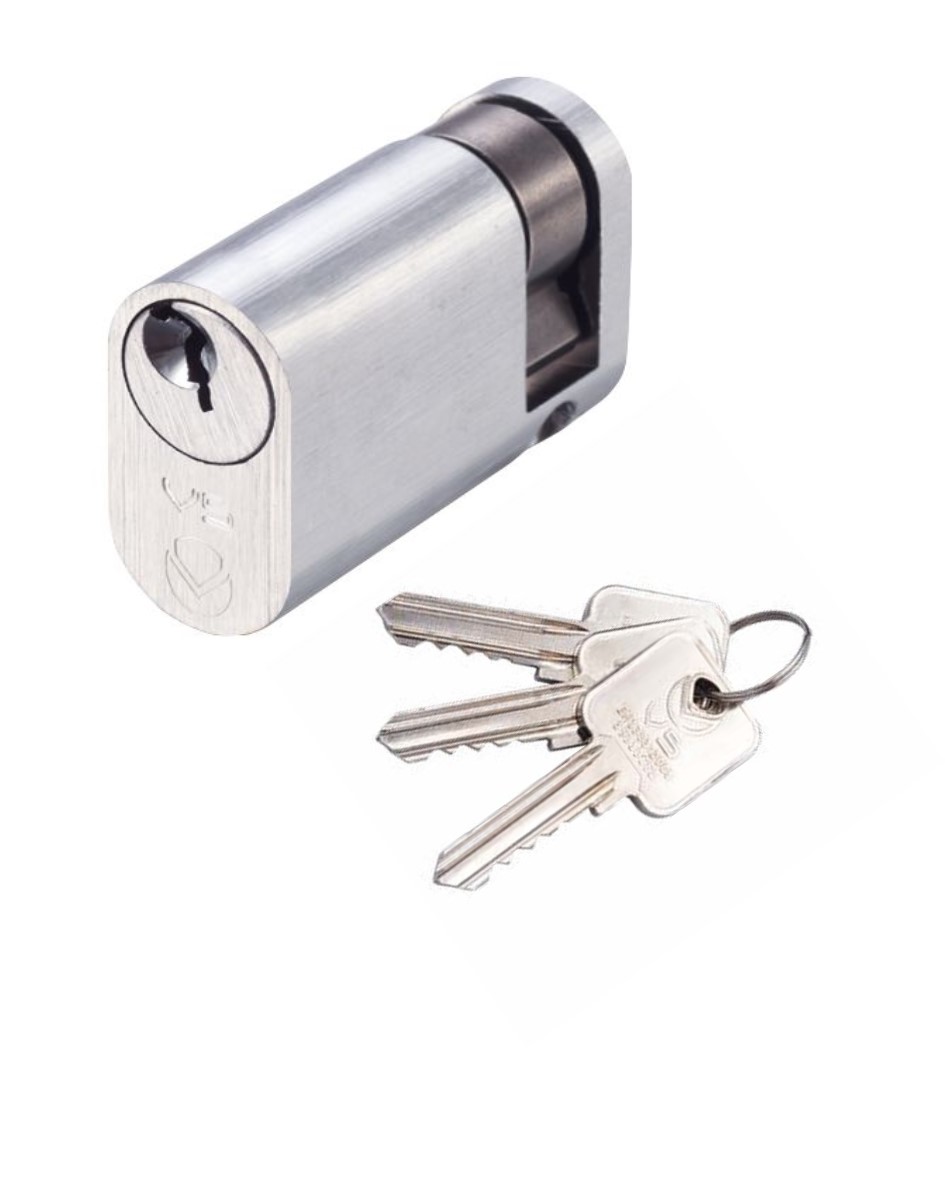 Vier V5OP40SSCE V5 40mm oval Single Cylinder Keyed to Differ Satin Chrome