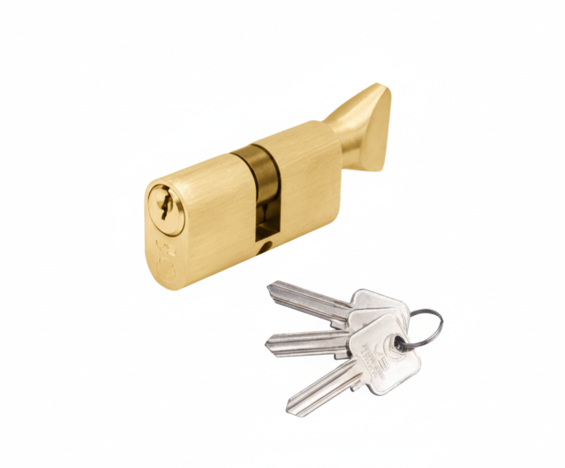 Vier V5OP70CTPBKA V5 70mm Oval Cylder and turn Keyed Alike Polished Brass