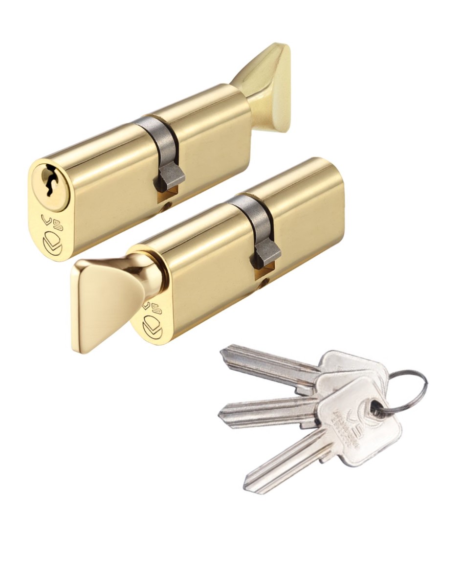 Vier V5OP60CTPBE V5 60mm Oval CylinderÃƒâ€š and turn Keyed to Differ Polished Brass