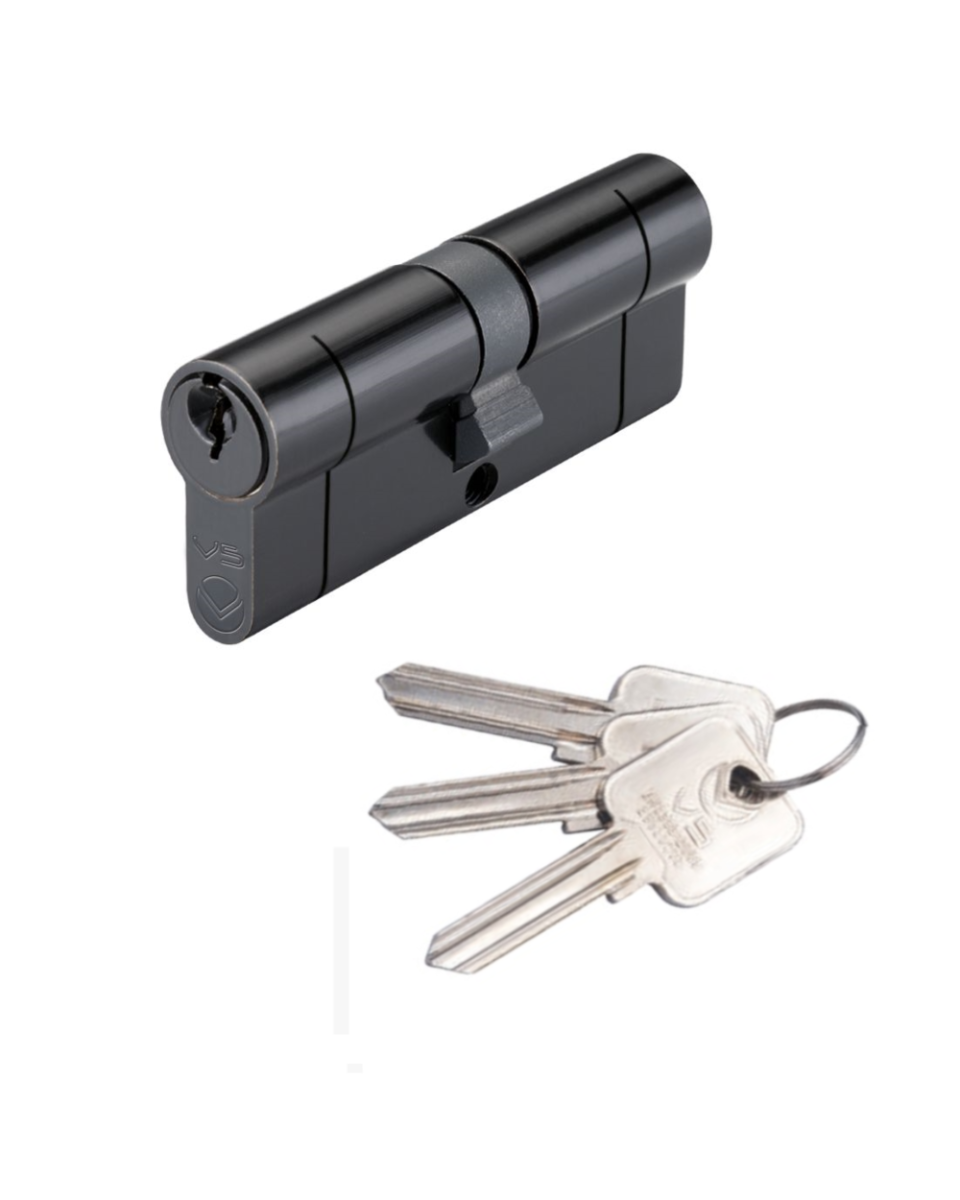 Zoo Hardware Vier V5 60mm Euro Double Cylinder Master Keyed Black V5EP60DBKMK