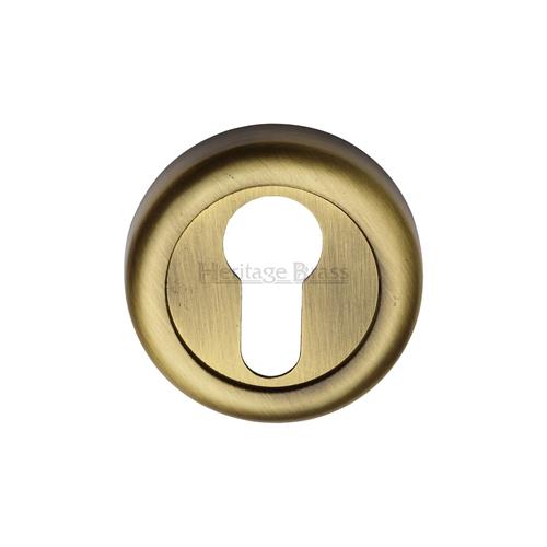 Heritage Brass V6724-AT Euro Profile Cylinder Escutcheon Antique Finish