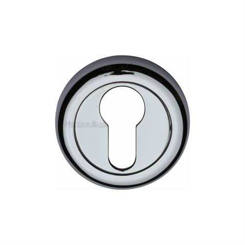 Heritage Brass V6724-PC Euro Profile Cylinder Escutcheon Polished Chrome Finish