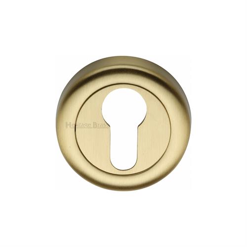 Heritage Brass V6724-SB Euro Profile Cylinder Escutcheon Satin Brass Finish