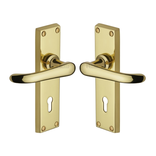 Heritage Brass V700-PB Door Handle Lever Lock Windsor Design Polished Brass finish