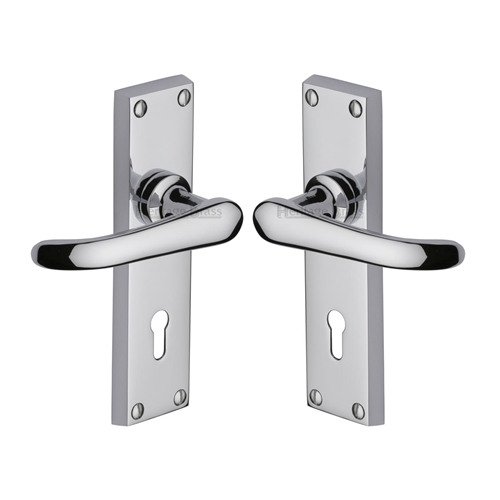 Heritage Brass V700-PC Door Handle Lever Lock Windsor Design Polished Chrome finish