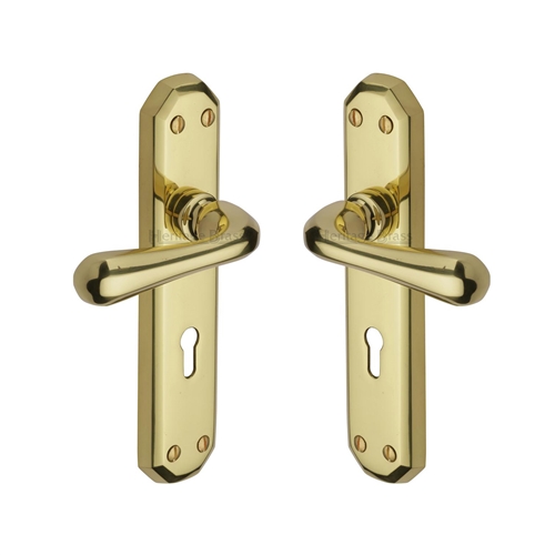 Heritage Brass V7050-PB Door Handle Lever Lock Charlbury Design Polished Brass finish