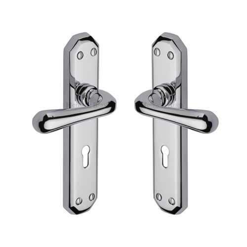 Heritage Brass V7050-PC Door Handle Lever Lock Charlbury Design Polished Chrome finish