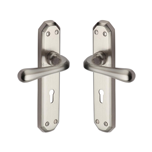 Heritage Brass V7050-SN Door Handle Lever Lock Charlbury Design Satin Nickel finish