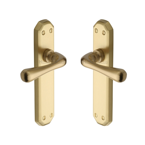 Heritage Brass V7060-SB Door Handle Lever Latch Charlbury Design Satin Brass Finish
