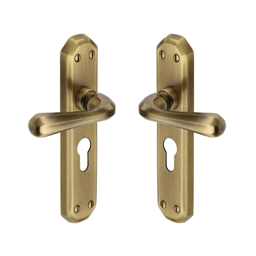Heritage Brass V7066.48-AT Door Handle for Euro Profile Plate Charlbury Design Antique finish